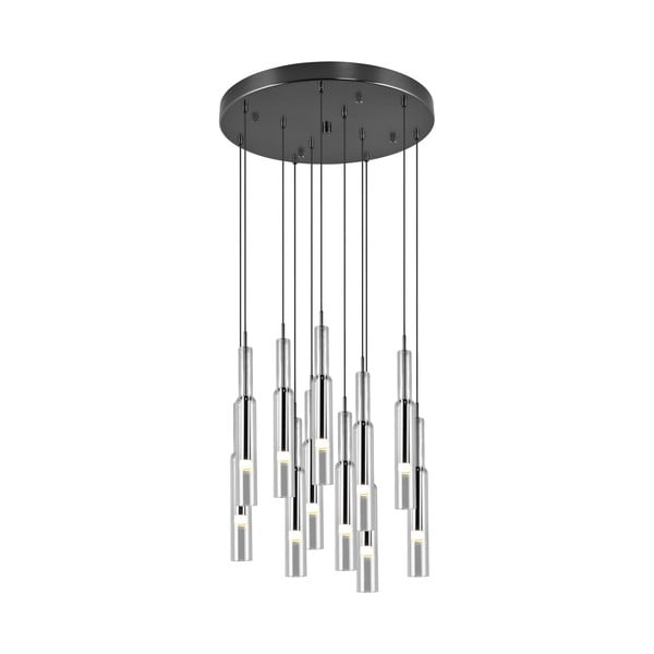 LED závesné svietidlo so skleneným tienidlom ø 50 cm v čierno-striebornej farbe Lucent – Trio Select