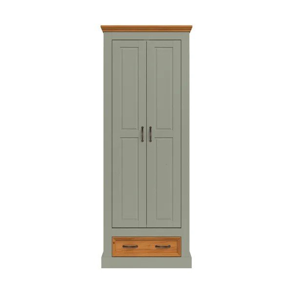 Zelená/v svetlo prírodnej farbe šatníková skriňa z borovicového dreva 70x185x40 cm Selma – Støraa