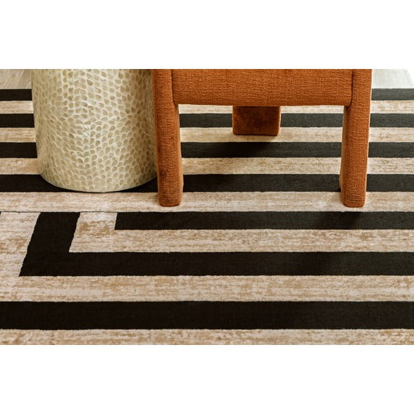 Čierno-béžový vlnený koberec 170x240 cm Agnus Art Deco II – Agnella-image-1