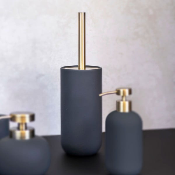 Antracitovosivá keramická WC kefa Lotus – Mette Ditmer Denmark-image-1