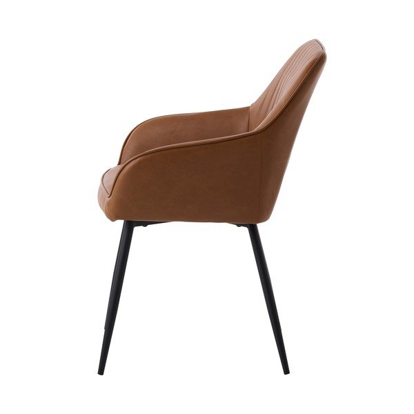 Hnedé čalúnené jedálenské kreslá v súprave s podrúčkami 2 ks Nolan Stripe – Unique Furniture-image-3