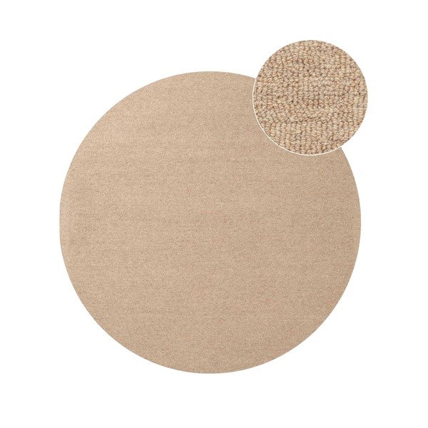 Ručne tkaný vlnený okrúhly koberec v prírodnej farbe ø 200 cm Puristic Knots – Elle Decoration