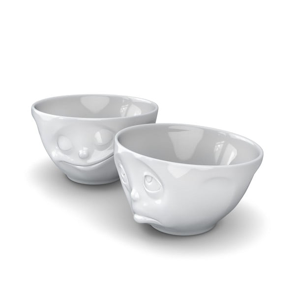 Sada 2 bielych šťastných misiek z porcelánu 58products, objem 200 ml-image-3