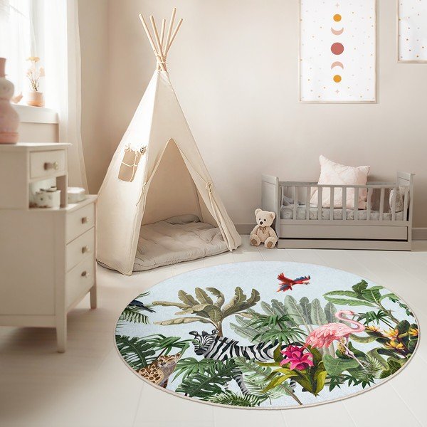 Prateľný detský koberec ø100 cm Jungle – Mila Home-image-1