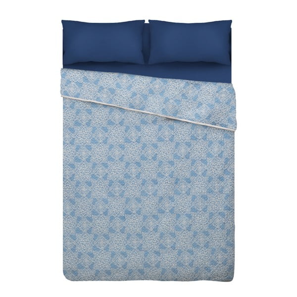 Modrá prikrývka cez posteľ z mikrovlákna Unimasa Oriental, 235 x 260 cm