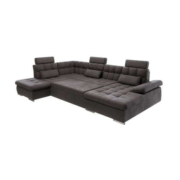 Antracitová rozkladacia/s úložným priestorom rohová pohovka (ľavý roh/do "U") Merkur – Ropez-image-2