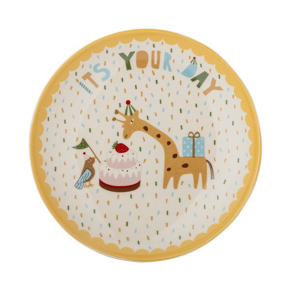 Žltý/krémovobiely kameninový detský tanier ø 16 cm Celebrate – Bloomingville Mini