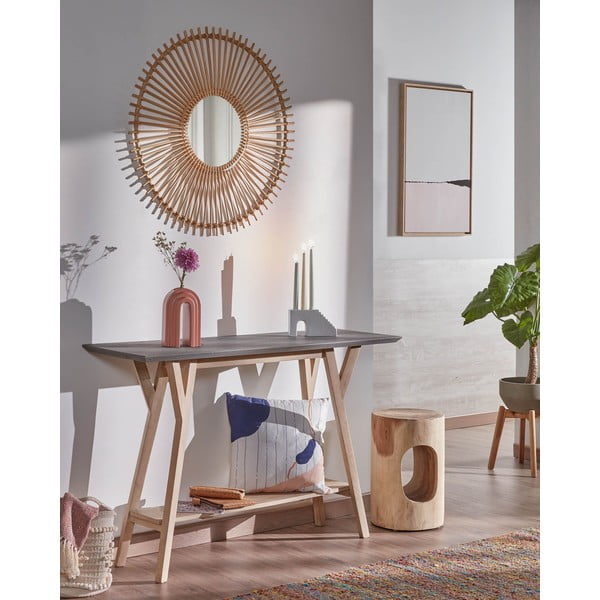 Okrúhly odkladací stolík z masívu munggur ø 30 cm Halker – Kave Home-image-1