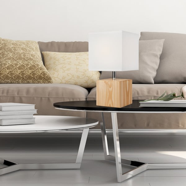 Svetlohnedá stolná lampa s textilným tienidlom, výška 29,5 cm Natura – LAMKUR-image-2