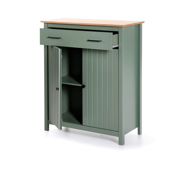Zelená/v prírodnej farbe vysoká komoda z borovicového dreva 90x110 cm Miranda – Marckeric-image-3