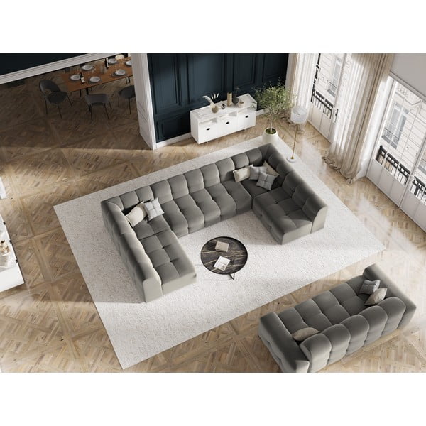 Sivá zamatová rohová pohovka (do "U") Kendal - Micadoni Home-image-1