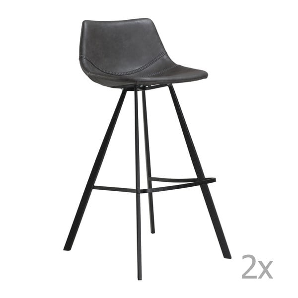 Sada 2 sivých barových stoličiek s čiernym kovovou podnožou DAN– FORM Pitch
