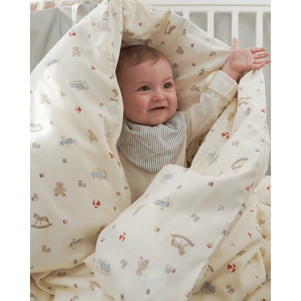 Svetložltá detská obliečka do postieľky z bio bavlny 100x140 cm Vintage Toys – Cam Cam Copenhagen-image-1