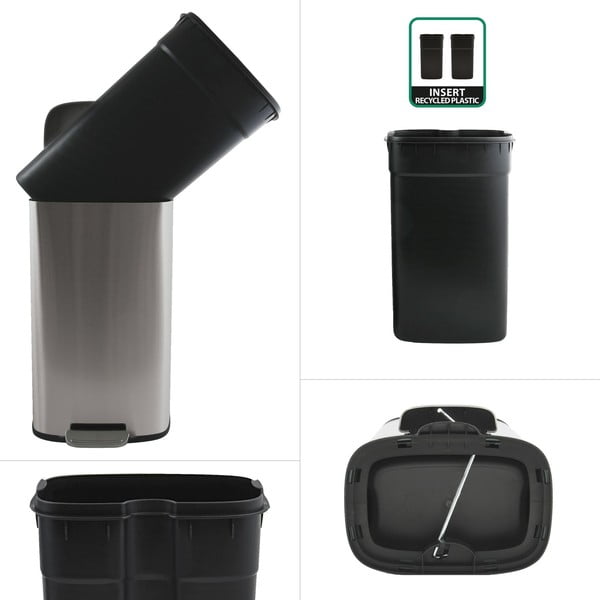 Nášľapný oceľový odpadkový kôš v matne striebornej farbe 50 l Akira – Spirella-image-2