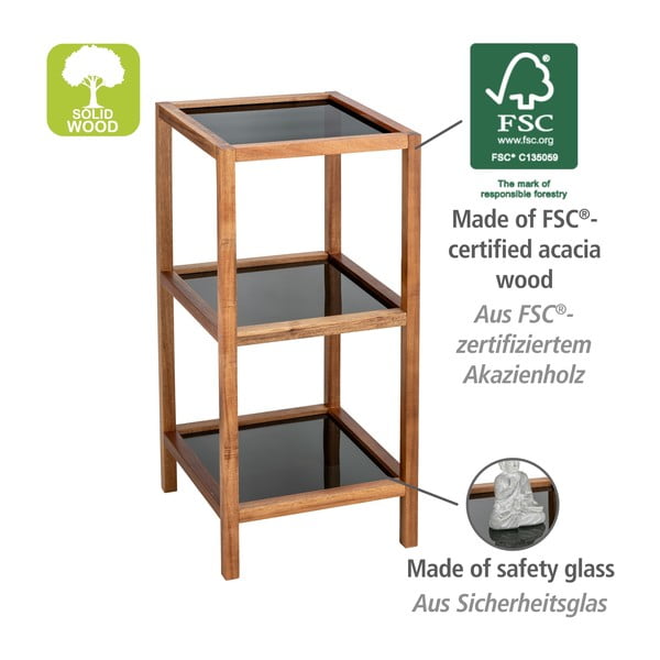 Sklenený kúpeľňový regál v čierno-prírodnej farbe 36x79 cm Fondi – Wenko-image-4