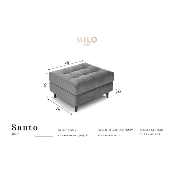 Béžová zamatová podnožka Milo Casa Santo-image-4