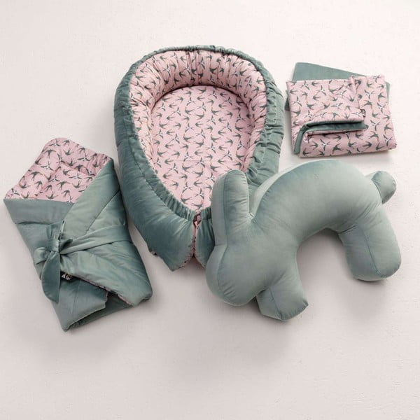 Dojčiaci vankúš v mentolovej farbe Velvet Bunny - Yellow Tipi-image-1