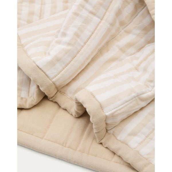 Béžový prešívaný pléd z Bio bavlny 180x240 cm Sini – Kave Home-image-1