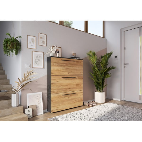 Tmavosivá výklopná skrinka na topánky v dekore duba Wildomar - Germania-image-1