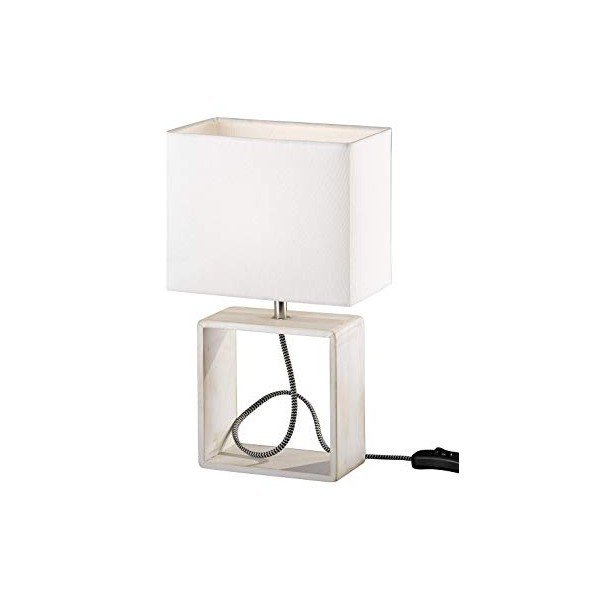 Biela stolová lampa z prírodného dreva a tkaniny Reality Tick, výška 34 cm-image-2