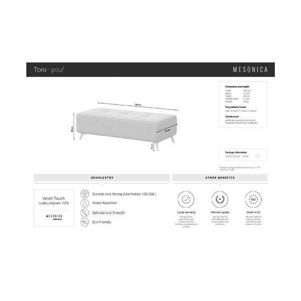 Tmavosivá zamatová podnožka MESONICA Toro-image-3