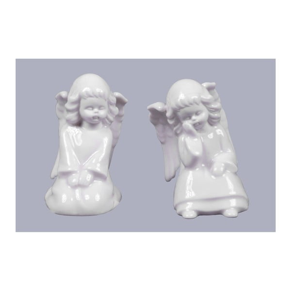Sada 2 bielych porcelánových anjelikov Ego Dekor