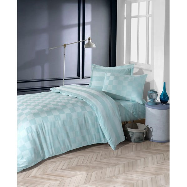 Damaškové obliečky na jednolôžko v mentolovej farbe 140x200 cm Kareli – Mijolnir