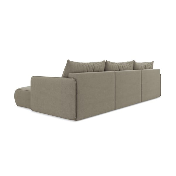 Béžová rozkladacia/s úložným priestorom rohová pohovka Nanea – Makamii-image-4