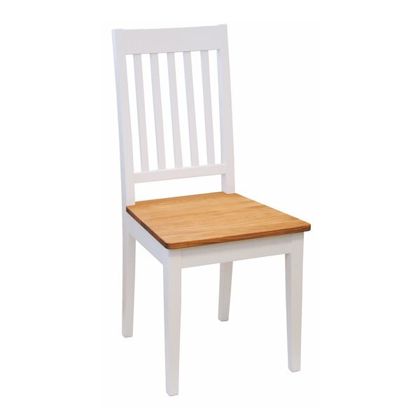 Biela jedálenská stolička z brezy s dubovým sedákom Rowico Ella