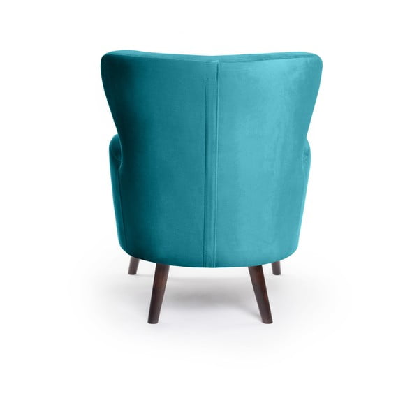 Tyrkysové zamatové kreslo ušiak Noemye – Bonami Selection-image-4