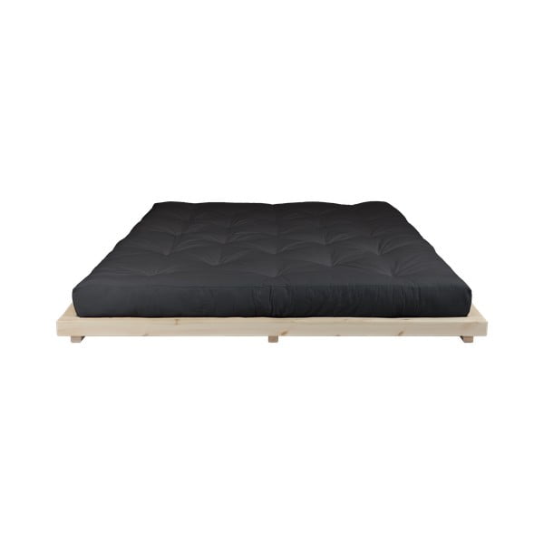 Dvojlôžková posteľ z borovicového dreva s matracom Karup Design Dock Comfort Mat Natural/Black, 180 × 200 cm