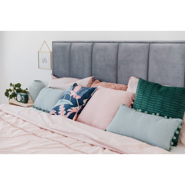 Modrosivá dvojlôžková posteľ s roštom a úložným priestorom PreSpánok Wega, 180 x 200 cm-image-1