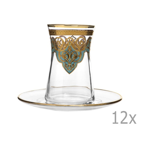 Sada 12 pohárov s tanierikom Mezzo Ottoman Malo Verde, 170 ml