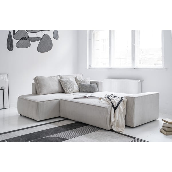 Biela menčestrová rozkladacia rohová pohovka (ľavý roh) Brave Dave – Miuform-image-4