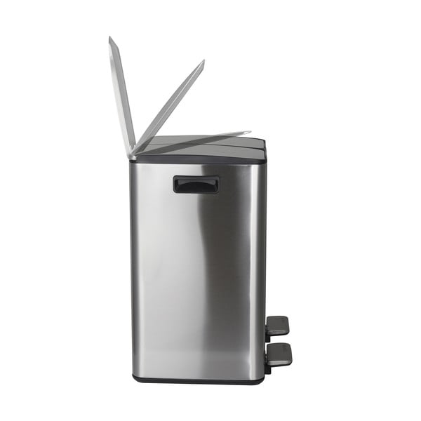 Oceľový odpadkový kôš 2x20 l na triedený odpad/nášľapný v matne striebornej farbe Aliya – Spirella-image-3
