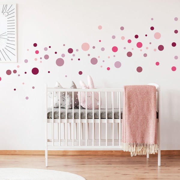 Sada 100 ružových nástenných samolepiek Ambiance Round Stickers-image-1