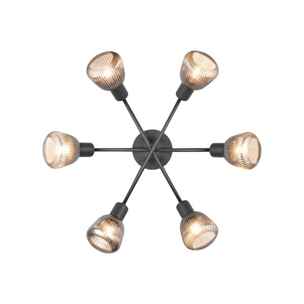 Čierne stropné svietidlo so skleneným tienidlom Tarifa – Trio-image-4