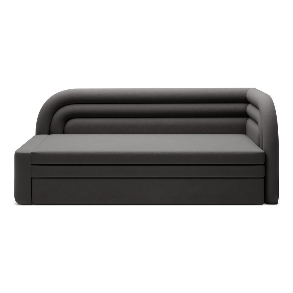 Taupe zamatová rozkladacia/s úložným priestorom pohovka pravý roh 223 cm Fabillo – ELTAP