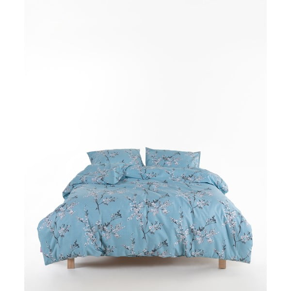 Modré obliečky na dvojlôžko/predĺžené z bavlny Renforcé 240x220 cm Blue Floral – Mila Home Luxury
