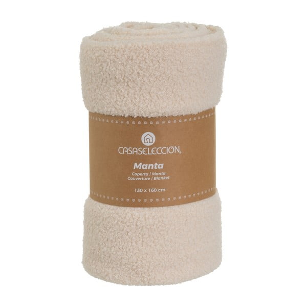 Béžová deka z materiálu buklé 160x130 cm Sherpa – Casa Selección-image-4