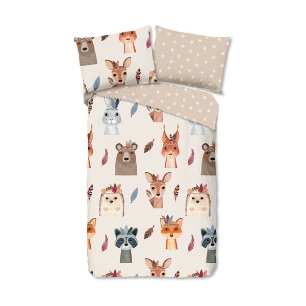 Hnedé/béžové bavlnené detské obliečky na jednolôžko 140x200 cm Rave – Good Morning