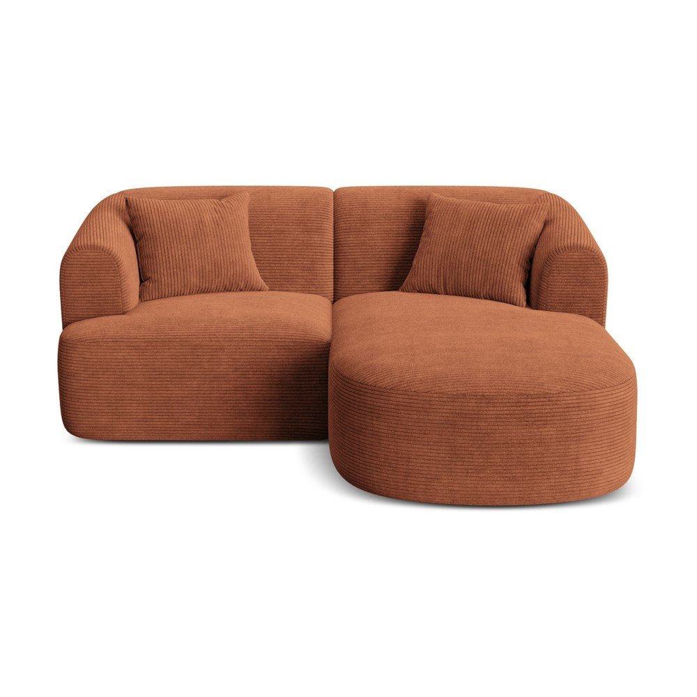 Menčestrová rohová pohovka v terakotovej farbe (pravý roh/s leňoškou) Campi – Cosmopolitan Design