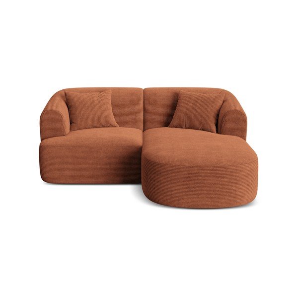 Menčestrová rohová pohovka v terakotovej farbe (pravý roh/s leňoškou) Campi – Cosmopolitan Design