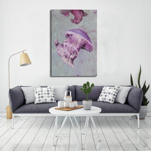 Ručne maľovaný obraz v ráme z borovicového dreva Mauro Ferretti Medusa Purple, 80 × 120 cm-image-1