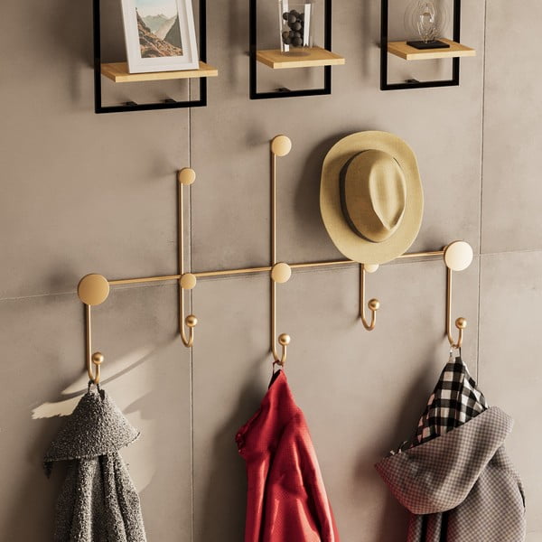 Kovový nástenný vešiak v zlatej farbe Dama – Kalune Design-image-2