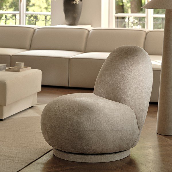 Biele kreslo z textílie buklé Chuck – Micadoni Home-image-1