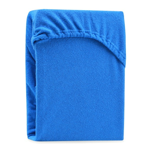 Modrá elastická plachta na dvojlôžko AmeliaHome Ruby Siesta, 220-240 x 220 cm