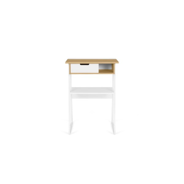 Pracovný stolík s doskou z duba a bielymi nohami TemaHome Space