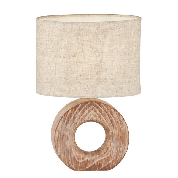 Hnedo-béžová keramická stolová lampa s textilným tienidlom (výška 31 cm) Hanke – Fischer & Honsel