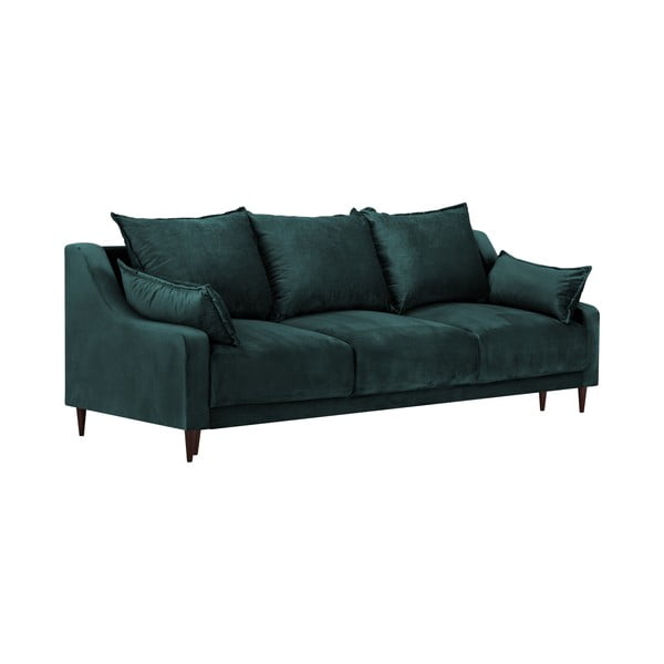 Modrozelená zamatová rozkladaca pohovka s úložným priestorom Mazzini Sofas Freesia, 215 cm-image-2